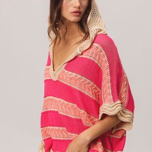 Boho Dolman Sleeve Crochet Hoodie Top